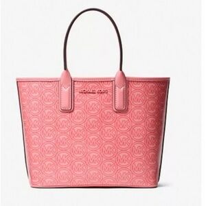 NWT MICHAEL KORS Jodie Small Logo Jacquard Tote Bag  Grapefruit Color